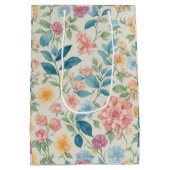 エレガント花：カスタマイズ可能なフローラアート ミディアムペーパーバッグ (裏面)