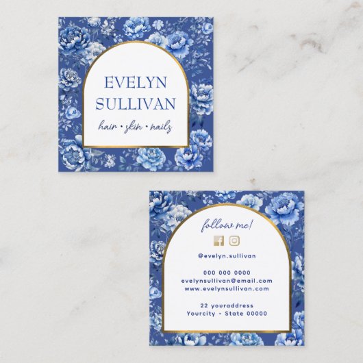 エレガント花 スクエア名刺 (正面/裏面)