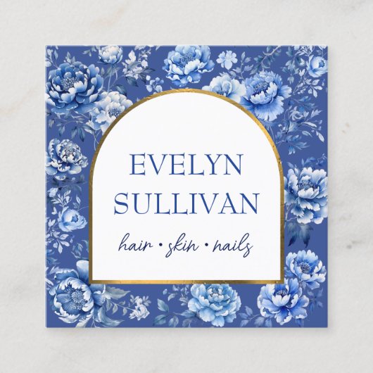エレガント花 スクエア名刺 (正面)