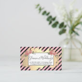 エレガント花/ピンク/金ゴールド 名刺 (スタンド正面)