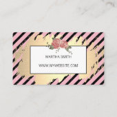 エレガント花/ピンク/金ゴールド 名刺 (裏面)