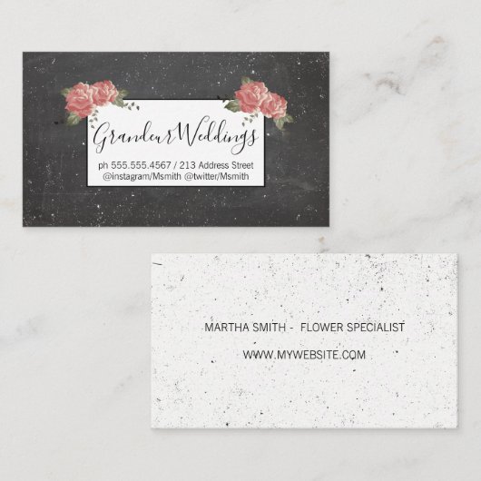 エレガント花 名刺 (正面/裏面)