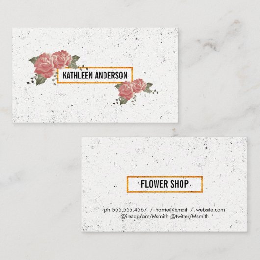 エレガント花 名刺 (正面/裏面)