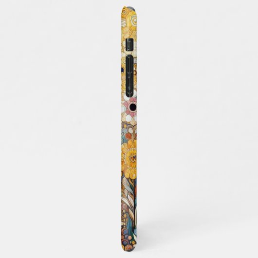 エレガント芸術的アンティークアールヌーボースタイルフローラ iPhoneケース (左側)