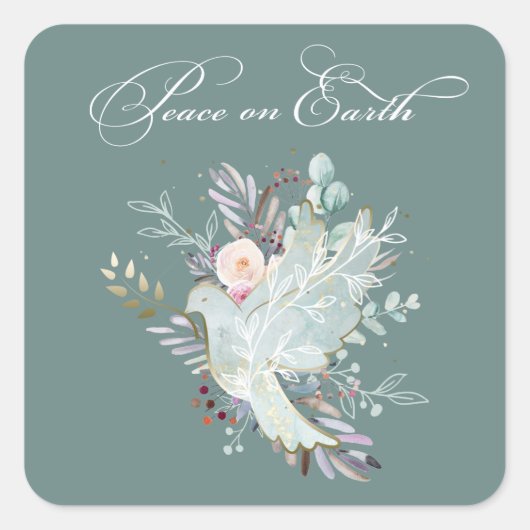 エレガント芸術的フローラ平和 スクエアシール (正面)