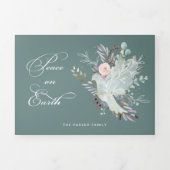 エレガント芸術的フローラ平和 三つ折りクリスマスカード (カバー)