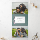 エレガント芸術的フローラ平和 三つ折りクリスマスカード (内部)