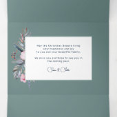 エレガント芸術的フローラ平和 三つ折りクリスマスカード (内部中)