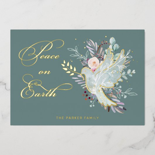 エレガント芸術的フローラ平和 箔シーズンカード (正面)