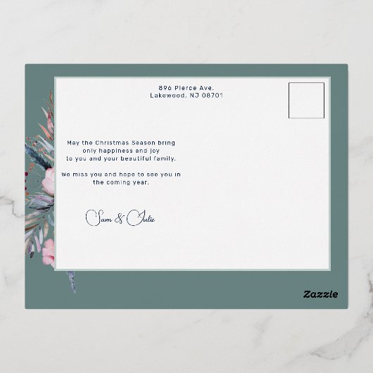 エレガント芸術的フローラ平和 箔シーズンポストカード (裏面)