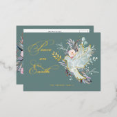 エレガント芸術的フローラ平和 箔シーズンポストカード (正面/裏面)