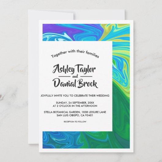 エレガント芸術的モダン結婚ファインアート 招待状 (正面)