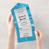 エレガント芸術的モダン青抽象芸術波結婚の オールインワン招待状 (貼ってはがせる)