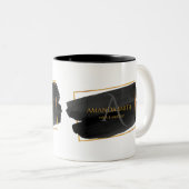 エレガント芸術的モダン黒と金ゴールド ツートーンマグカップ (正面右)
