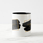 エレガント芸術的モダン黒と金ゴールド ツートーンマグカップ (中央)