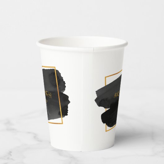 エレガント芸術的モダン黒と金ゴールド 紙コップ (右)