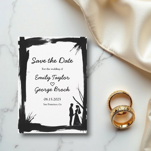 エレガント芸術的白モダン結婚の セーブザデート