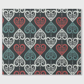 エレガント芸術的黒紅白 ラッピングペーパー (フラット)