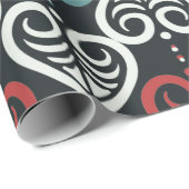 エレガント芸術的黒紅白 ラッピングペーパー (ロールコーナー)