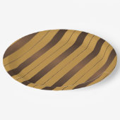 エレガント茶とフェイク金ゴールドストライプ紙プレート ペーパープレート (アングル)
