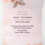 エレガント茶カスタマイズ結婚花 三つ折り招待状 (内部中)