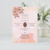エレガント茶パーソナライズされた結婚花 招待状 (スタンド正面)