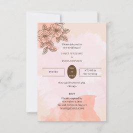 エレガント茶パーソナライズされた結婚花 招待状