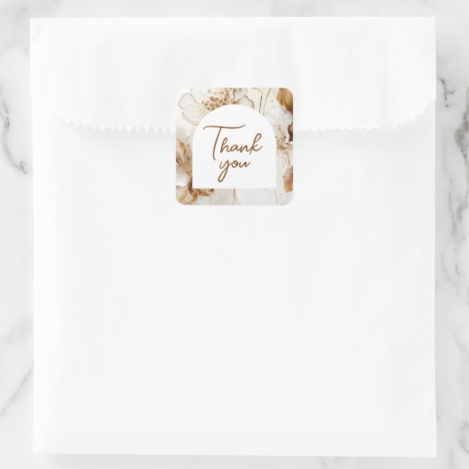 エレガント茶感謝してい花 スクエアシール (バッグ)