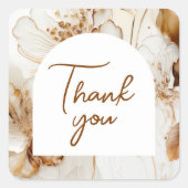 エレガント茶感謝してい花 スクエアシール (正面)