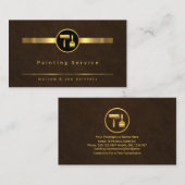 エレガント茶色のグランジ金ゴールド絵を描線 名刺 (正面/裏面)