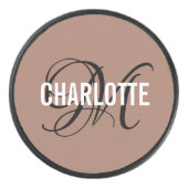 エレガント茶色のブラックモノグラム名ホッケーパック アイスホッケーパック (正面)