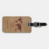 エレガント茶色の世界旅行名 ラゲッジタグ (正面横)
