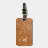 エレガント茶色の牛皮質感パーソナライズされた ラゲッジタグ (正面縦)