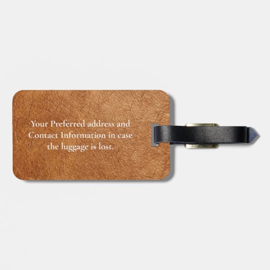 エレガント茶色の牛皮質感パーソナライズされた ラゲッジタグ (裏面横)