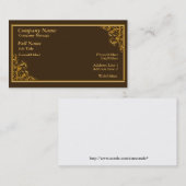 エレガント茶色、金ゴールド渦状の名刺テンプレート 名刺 (正面/裏面)