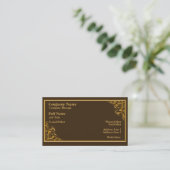 エレガント茶色、金ゴールド渦状の名刺テンプレート 名刺 (スタンド正面)