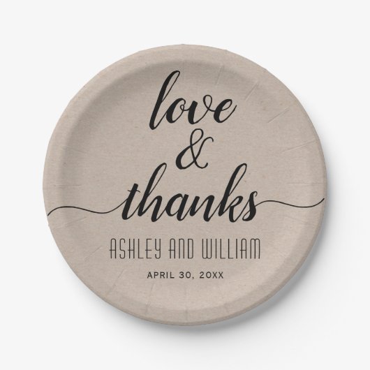 エレガント草書のラス結婚ト ペーパープレート (正面)