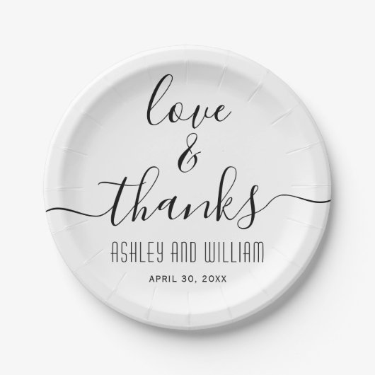 エレガント草書結婚書 ペーパープレート (正面)