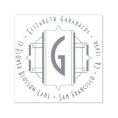 エレガント華美アールデコ丸差出人住所 セルフインキングスタンプ (デザイン)