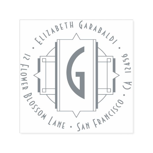 エレガント華美アールデコ丸差出人住所 セルフインキングスタンプ (デザイン)