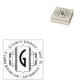 エレガント華美アールデコ丸差出人住所 ラバースタンプ (押印)