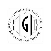 エレガント華美アールデコ丸差出人住所 ラバースタンプ (インプリント)