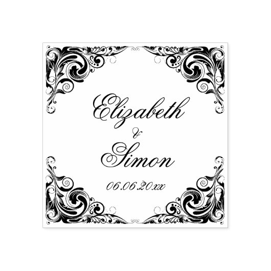 エレガント華美シッククラシックファンシー結婚s ラバースタンプ (インプリント)
