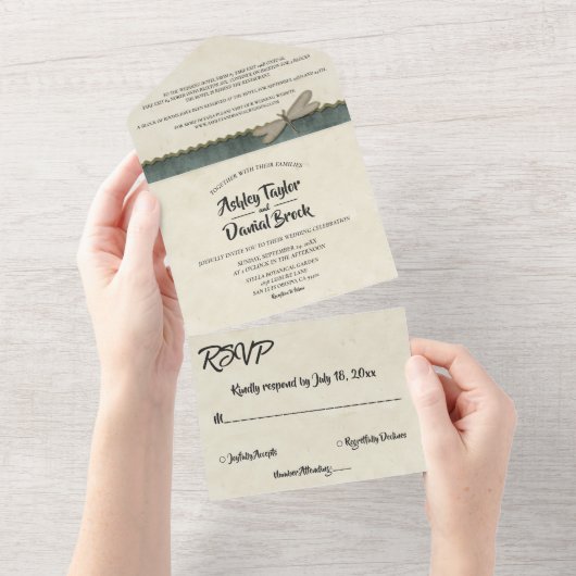 エレガント華美シックフォーマルモダン結婚ズ オールインワン招待状 (貼ってはがせる)