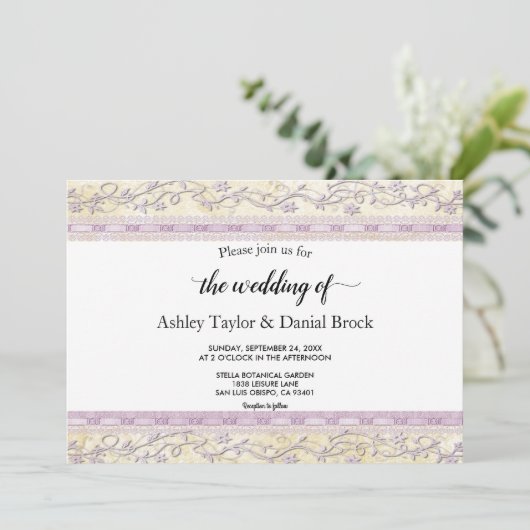 エレガント華美シンプルScript Purple Classy's 結婚. 招待状 (スタンド正面)