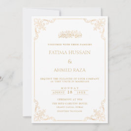 エレガント華美スタイリッシュ金ゴールドのスクリプ結婚ト 招待状