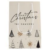 エレガント華美トレンディードードルクリスマスツリー ミディアムペーパーバッグ (裏面)