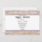 エレガント華美バラ金ゴールドスクリプトグラムブライダルシャワー 招待状 (正面)