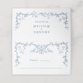 エレガント華美ビクトリアンダスティブルーフローラ結婚ズ プレイスカード (外部開封)