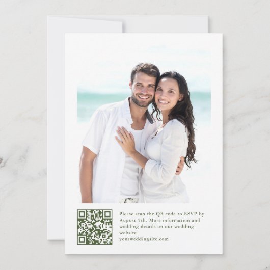 エレガント華美ビクトリアンフローラセージ結婚グリーン 招待状 (裏面)